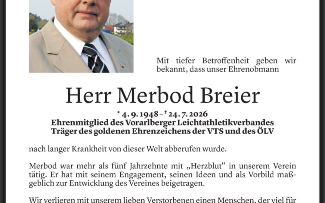 Der VLV trauert um sein Ehrenmitglied Merbod Breier
